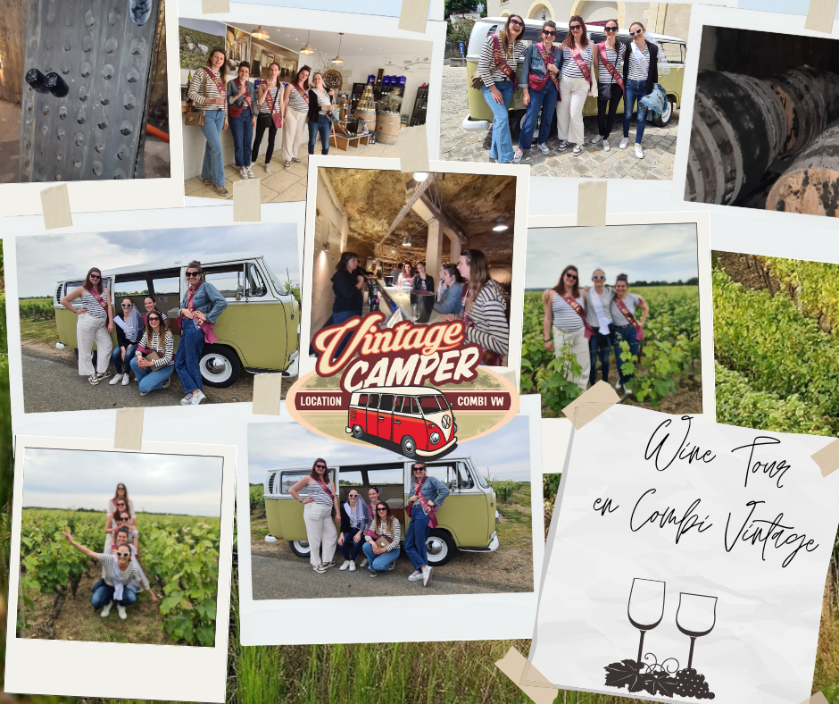 EVJF wine tour en combi vintage avec vintage camper Touraine
